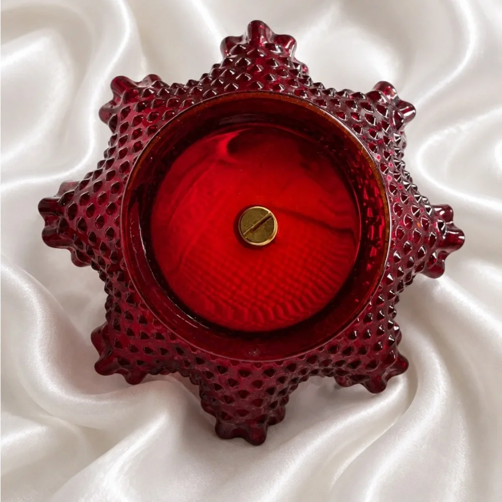 FENTON Vintage Ruby Red Amberina UV Reactive Tidbit Bowl MINT!